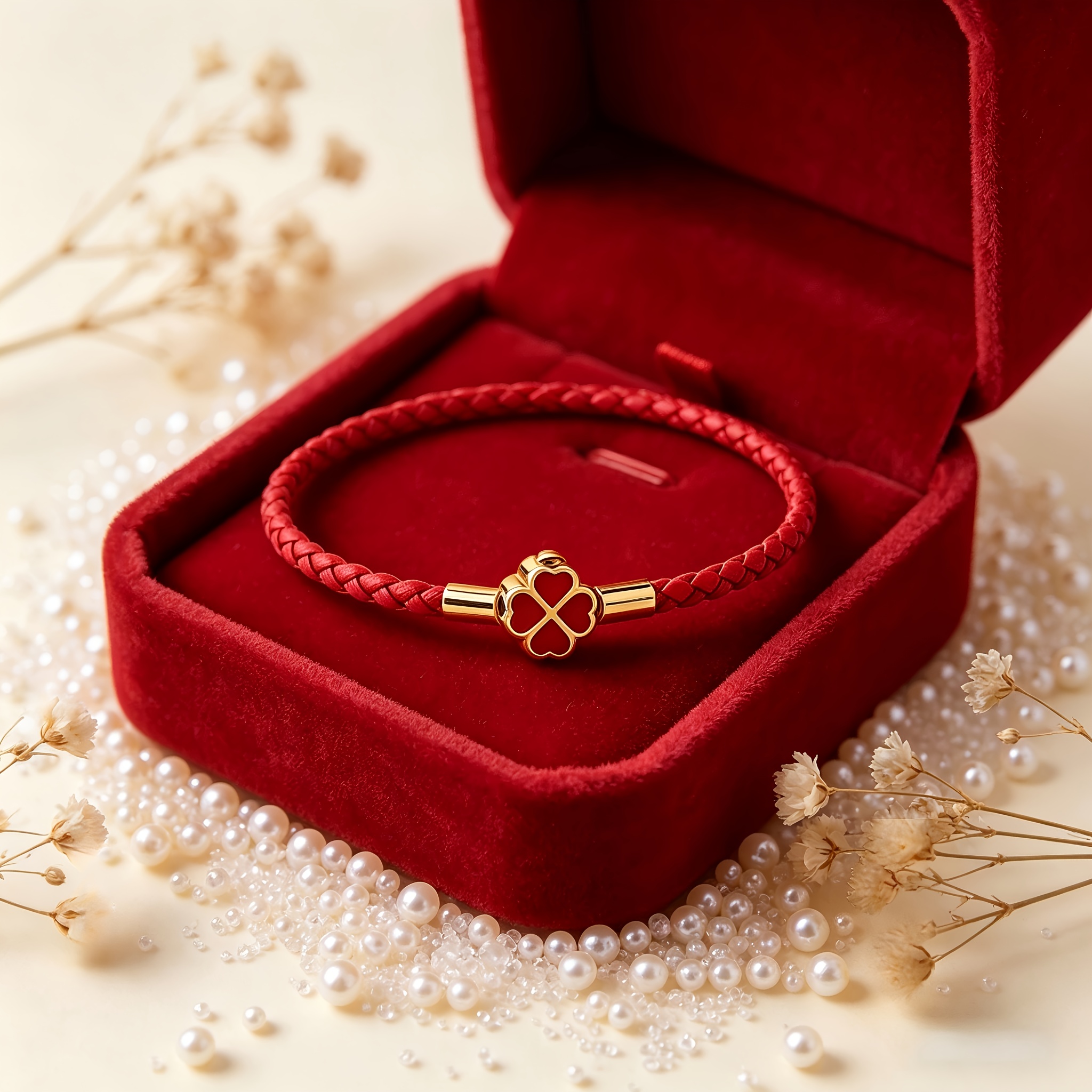 TEMU Clover Women's Bracelet, Available In , With A Heart-shaped Design. A Charm Braceletโa Meaningful Gift For Her, Jewelry Symbolizing Love,