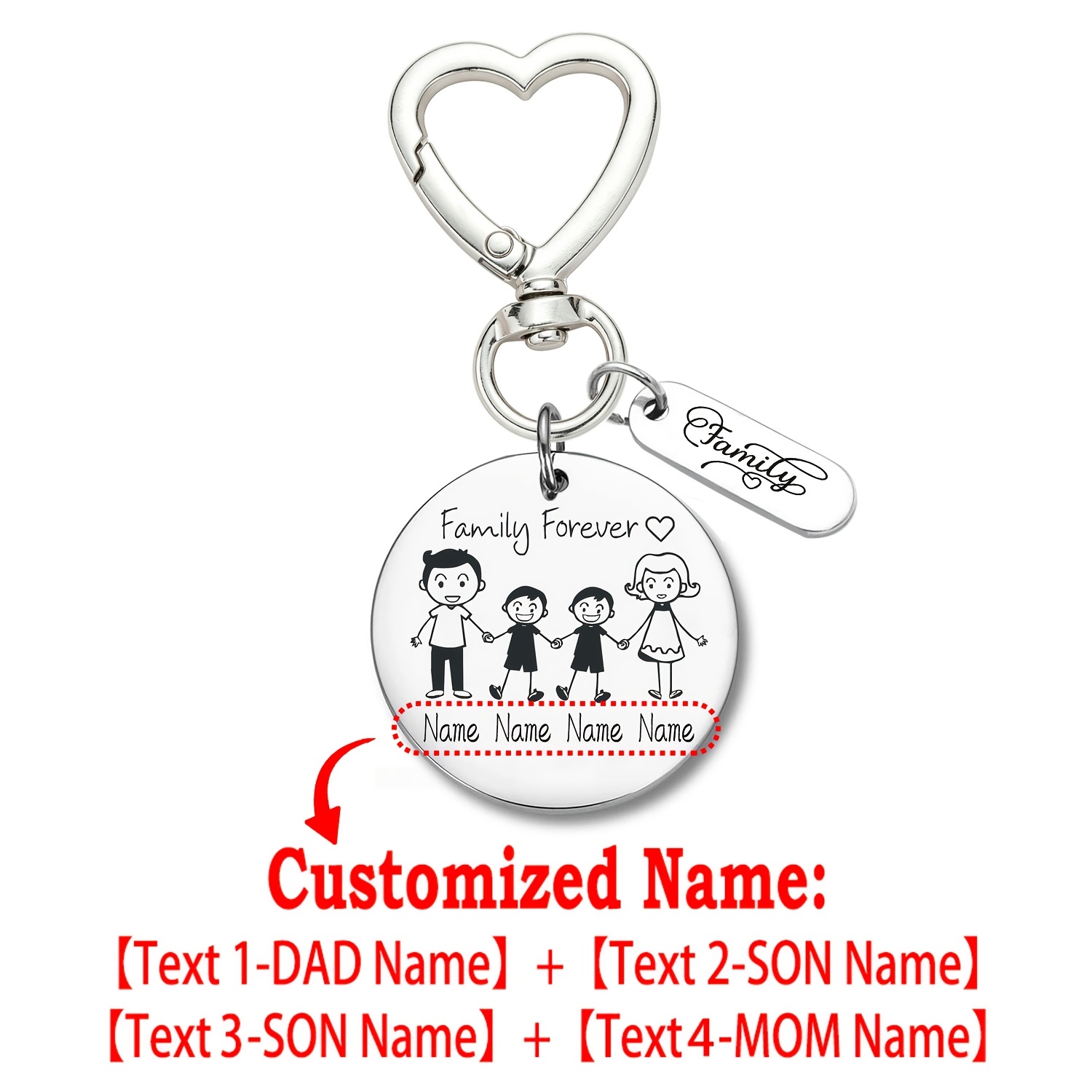 TEMU Personalizza 1 portachiavi in acciaio inossidabile con fibbia a molla a forma di cuore, regalo per , personalizzazione personaggio, compleanno,