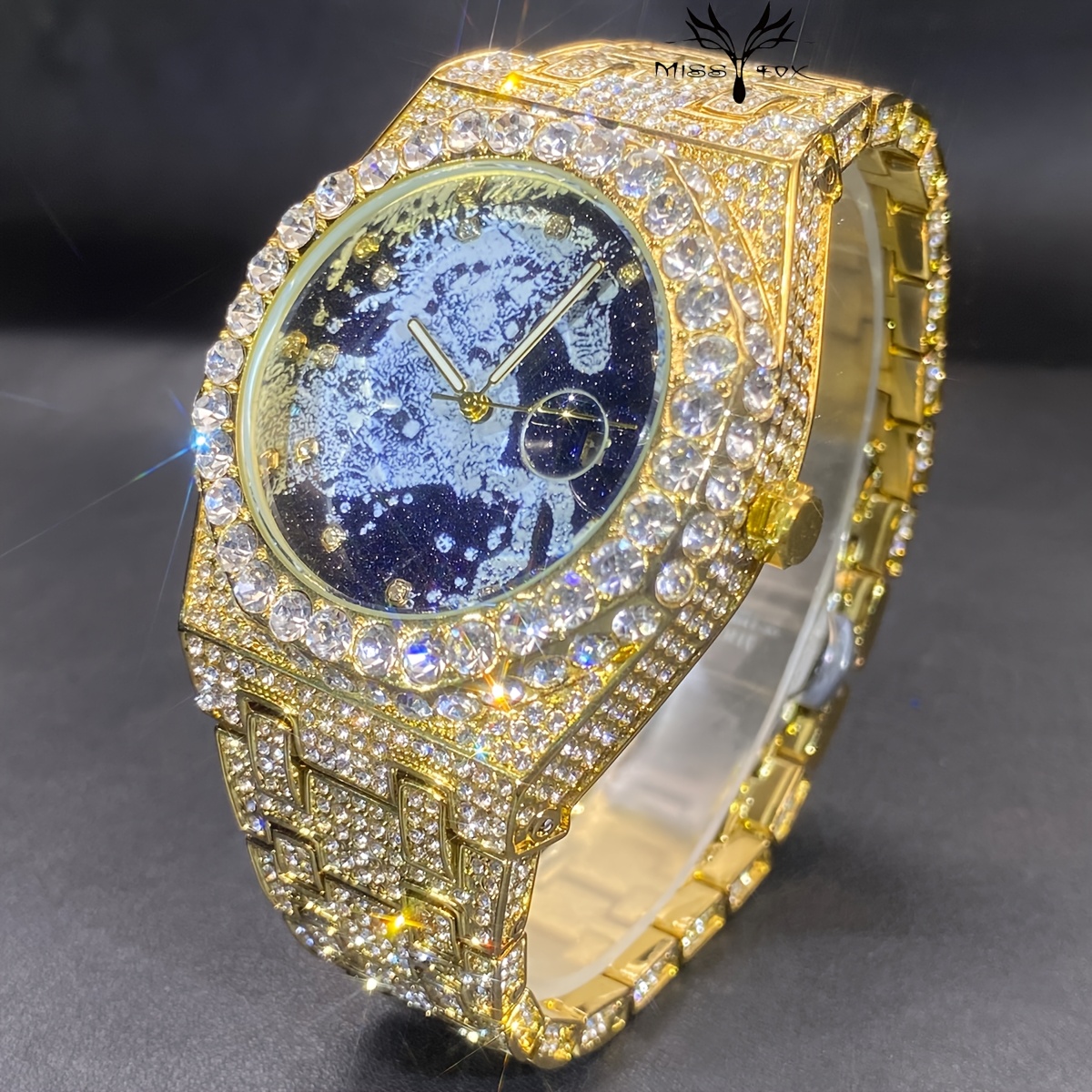 Fashionable Chilled Men's Watch, Classic Hip-hop Cuban Zirconia Daily Quartz Watch For Men And Women For Parties