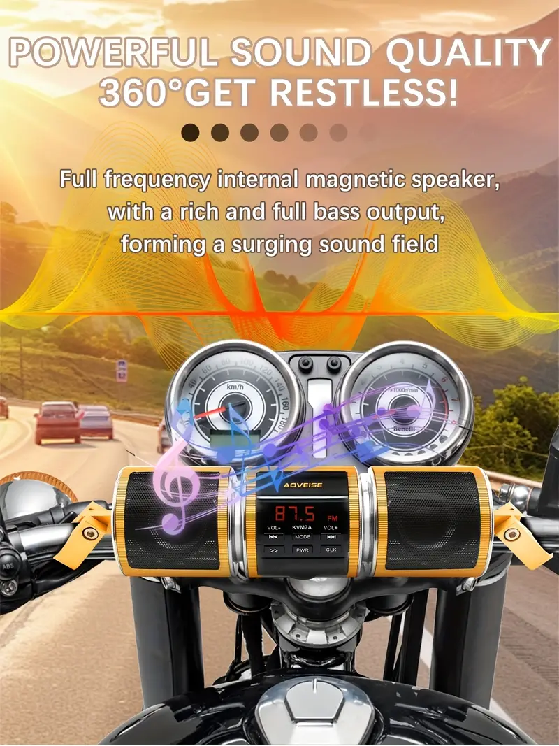 12v wireless motorcycle stereo speakers built in amplifier great for motorcycle scooter bike without battery details 2