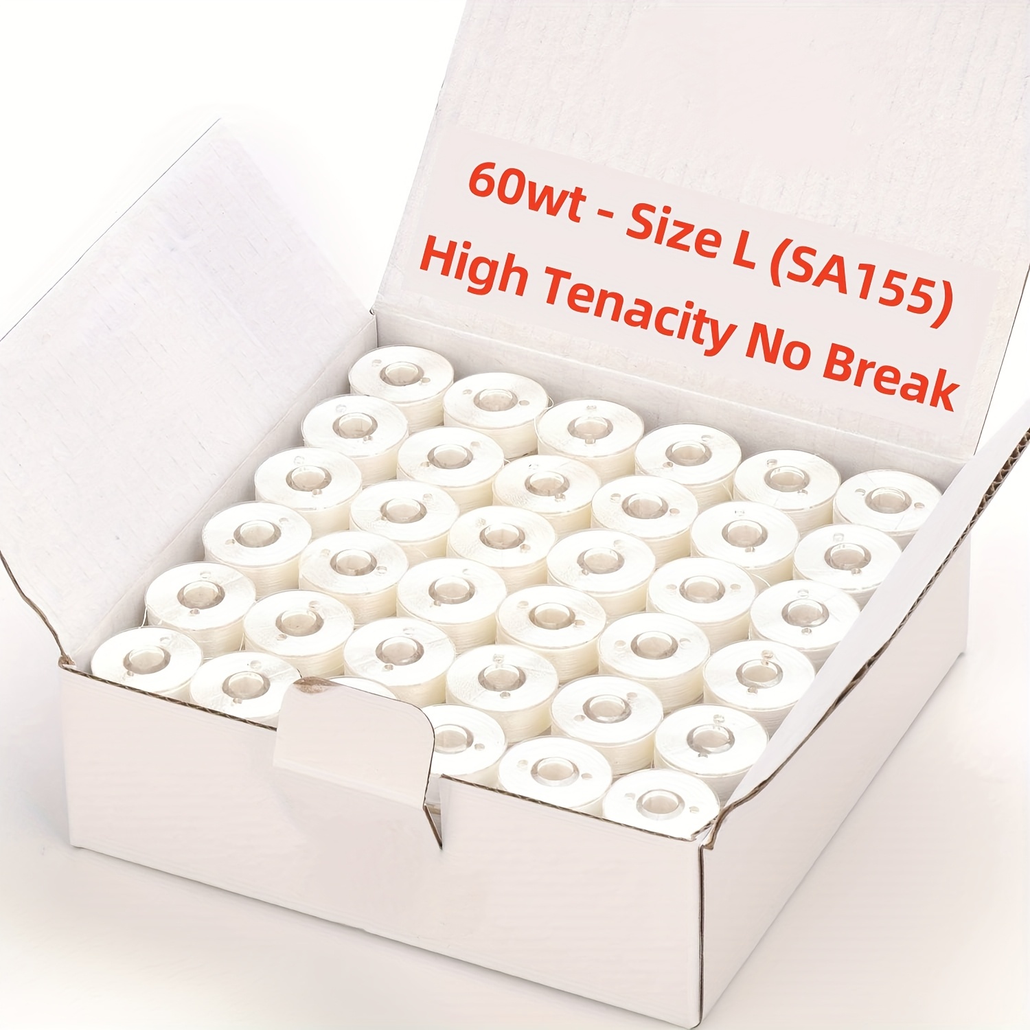 TEMU 144 Pcs Plastic Sided Prewound Bobbin Thread Set 60wt Size A Size And White For Most Embroidery And Sewing Machines