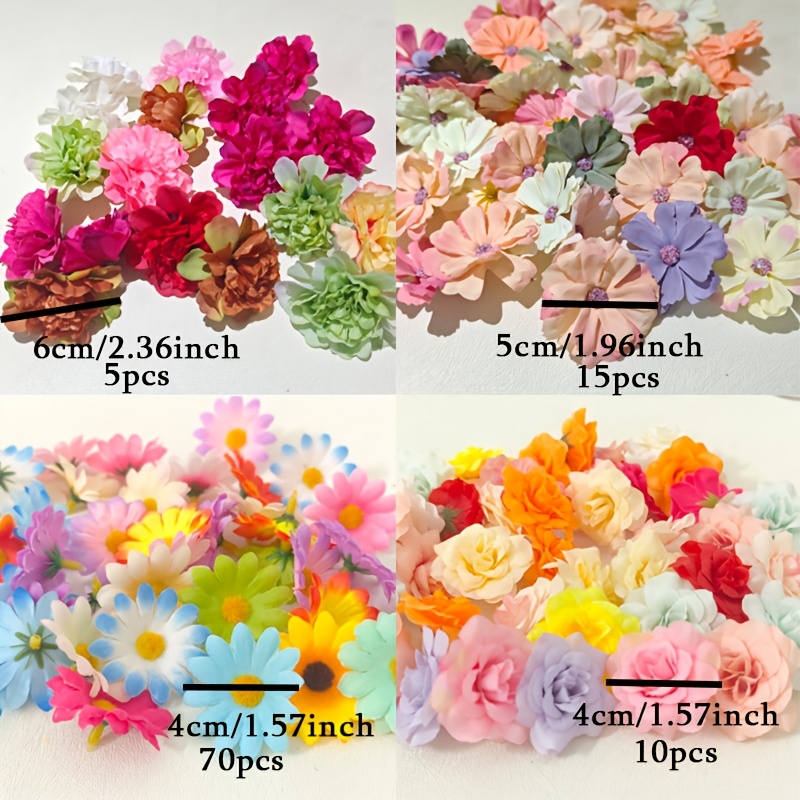100pcs Artificial Flower Set - Includes Roses, Daisies, And Sunflowers, Ideal For Crafts And Wedding Bouquets - Bulk Faux Flower Heads, No Maintenance/, No Watering Required