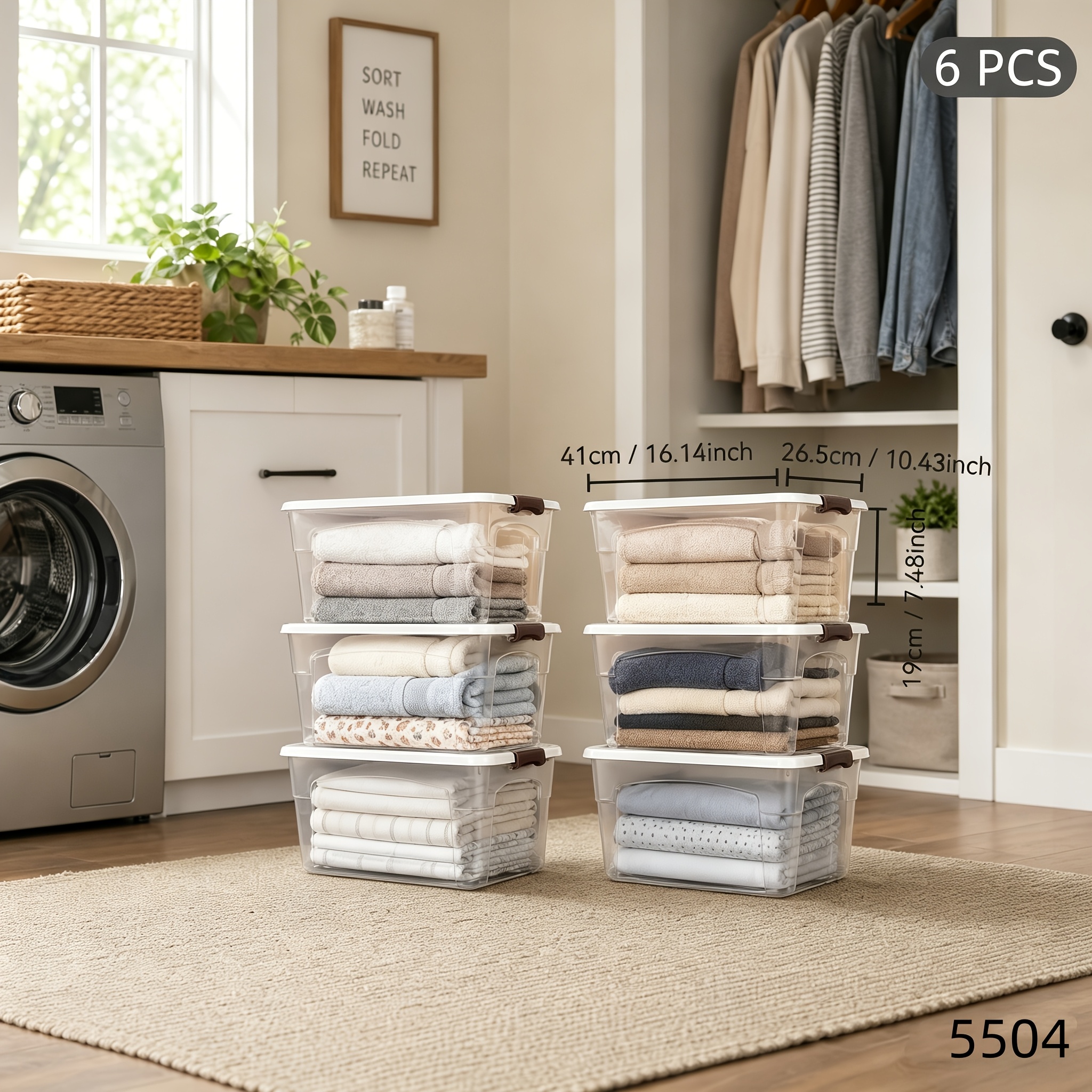 6pcs Lid-Type Storage Boxes with Handles