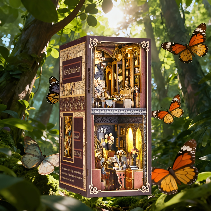 TEMU 3d Puzzle, Diy Dollhouse, 3d Wooden Book Nook, Book Nook Miniature Kit, Doll Ornament House, Handmade Assembled, Mini House, Bookshelf Decor,