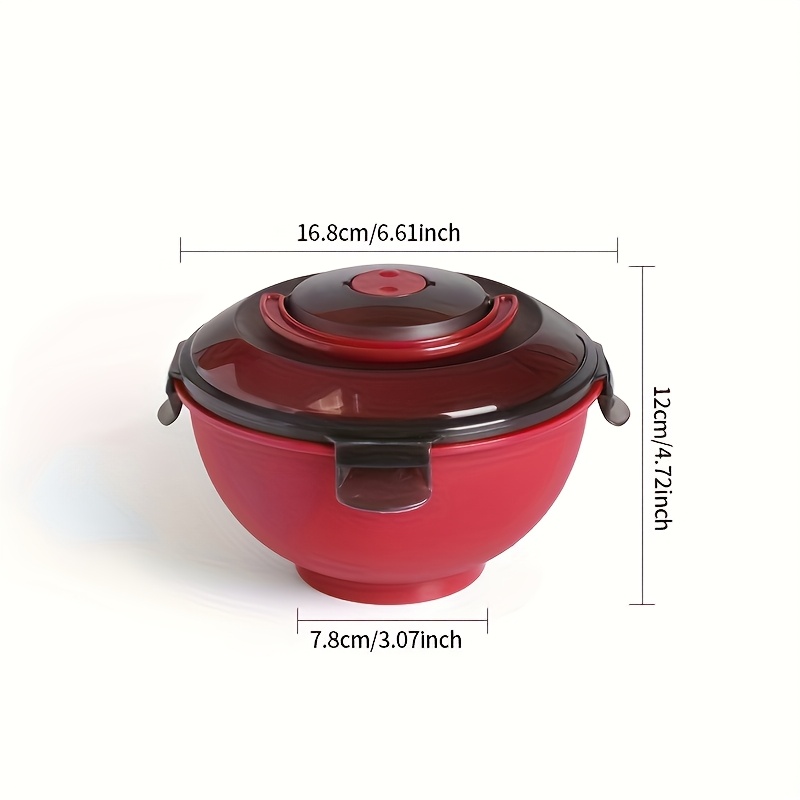 A Microwavable Ramen Soup Bowl, Seat Belt Seal Cover, Leak-proof Bento Box, Portable Design With Arched Handle And Valve - Dishwasher - And Oven-safe, Versatile, Electricity-free