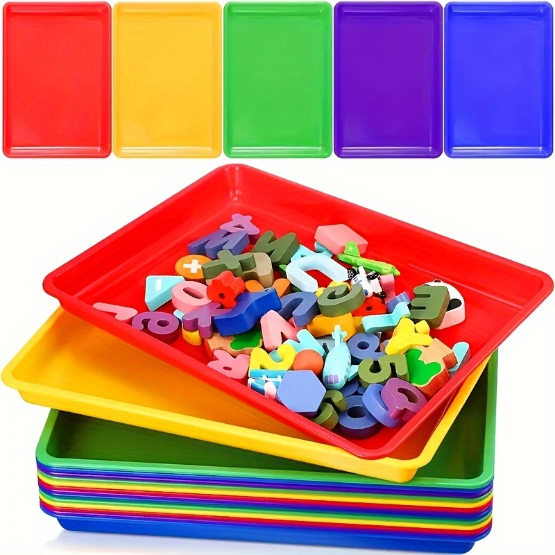 10 Pack Activity Plastic Art Tray,Colorful Arts And Crafts Organizer Tray,Multicolor Serving Organizer Tray For DIY