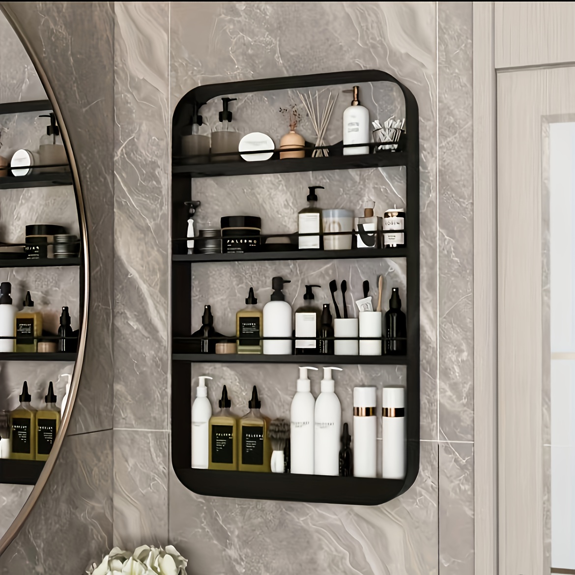 Punch Free Bathroom Cosmetic Storage Shelf, Bathroom Hanging Cabinet,  Cosmetic Vanity Organizer, Wall-mounted Sink Rack, Bathroom Cosmetics And  Shampoo Lotion Storage Rack - Temu United Arab Emirates