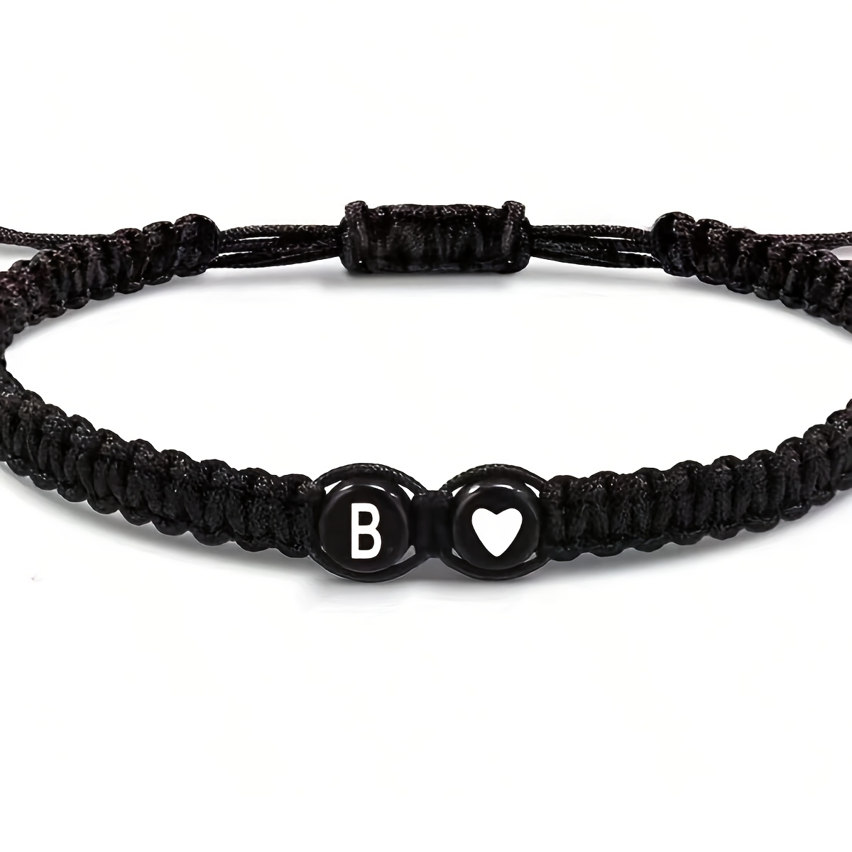Stylish Adjustable Black and White Heart Couple's Letter Bracelet