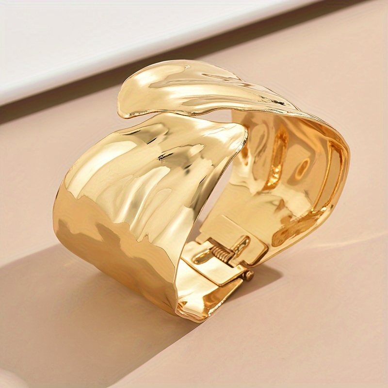 Geometric Adjustable Leaf Cuff Bangle for Women