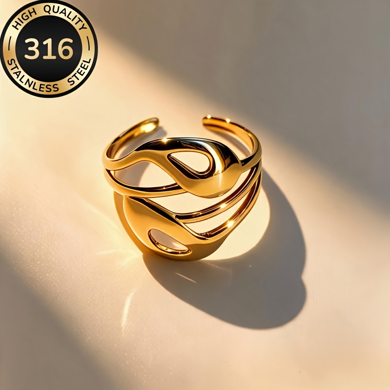 Women's Hypoallergenic Stainless Steel Adjustable Open Ring