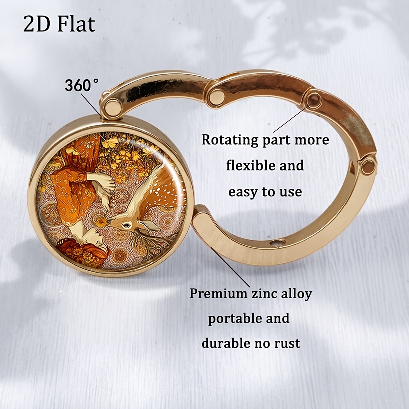 2D Flat Art Nouveau Woman and Deer Autumn Purse Hanger Hook