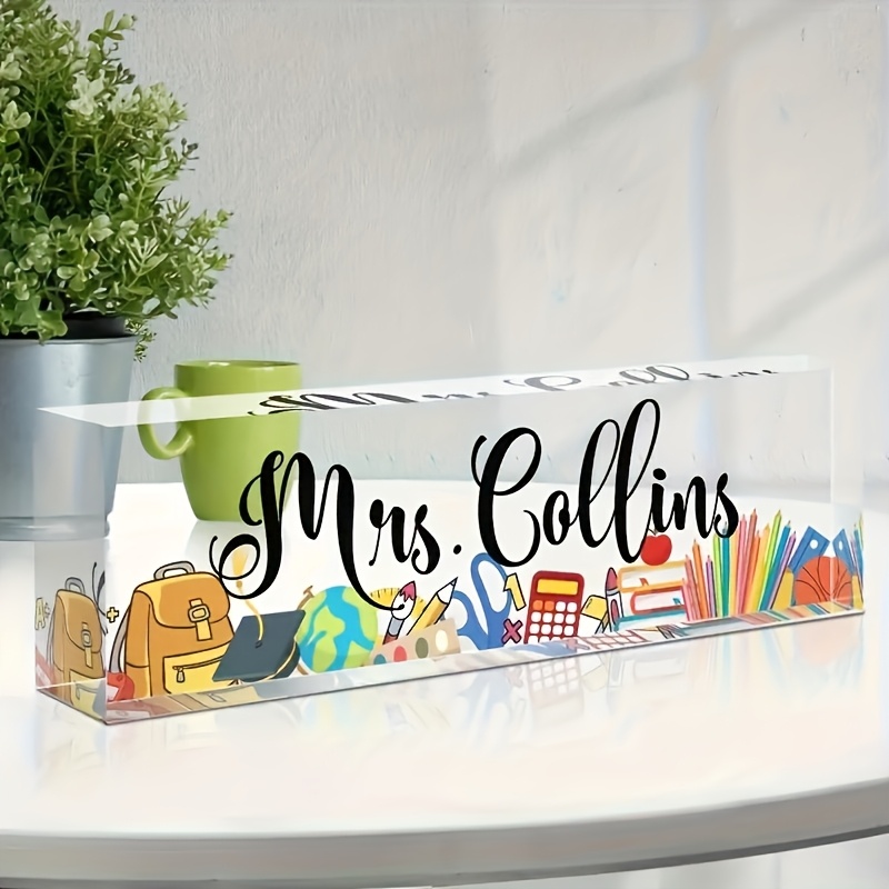 

1pc Customizable Desk Nameplate - , Personalized Teacher Appreciation , Employee Desk , No Battery Needed