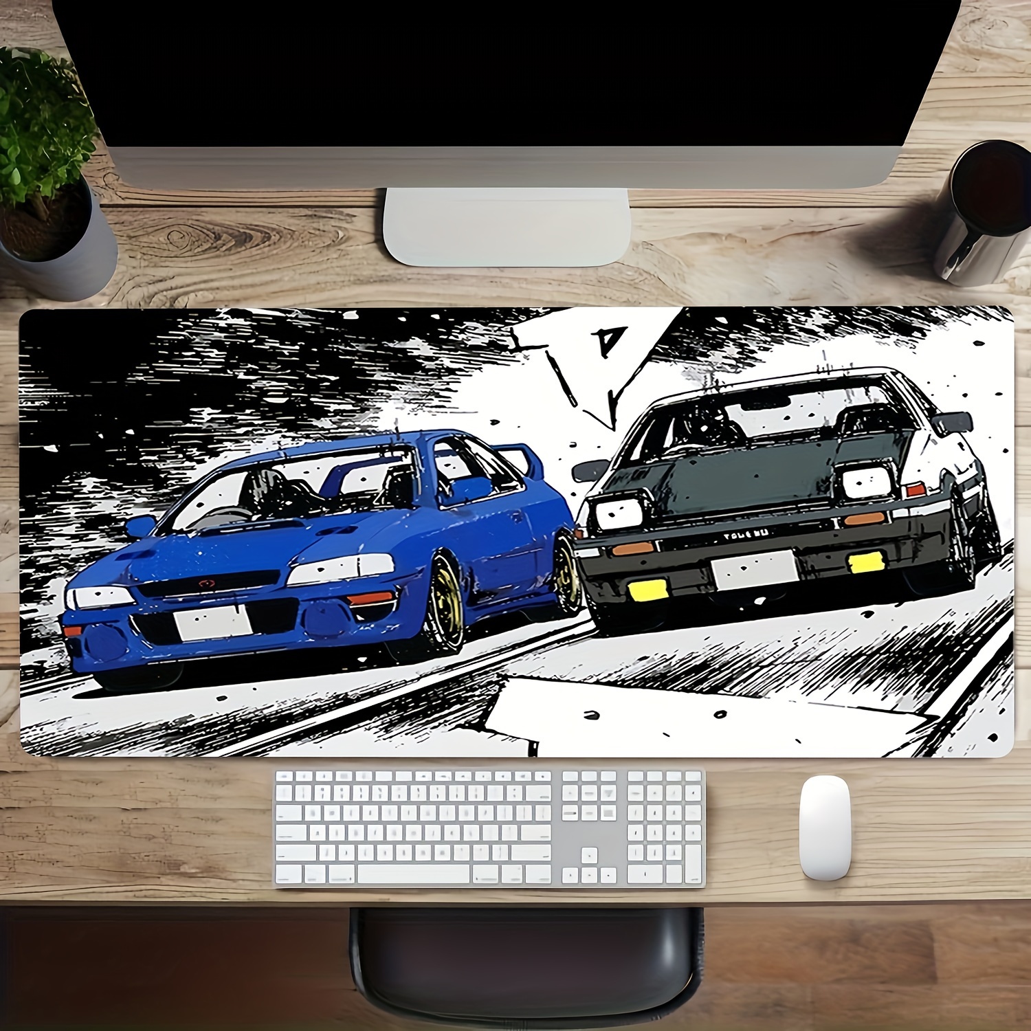 

Racing Scene Mouse Pad, Anime Gaming Desk Mat With , Non-slip Washable Natural Rubber Base, Oblong Keyboard And Mouse Mat With Special Non-slip Features, Perfect Gift For Gamers And Office Use - 1pc