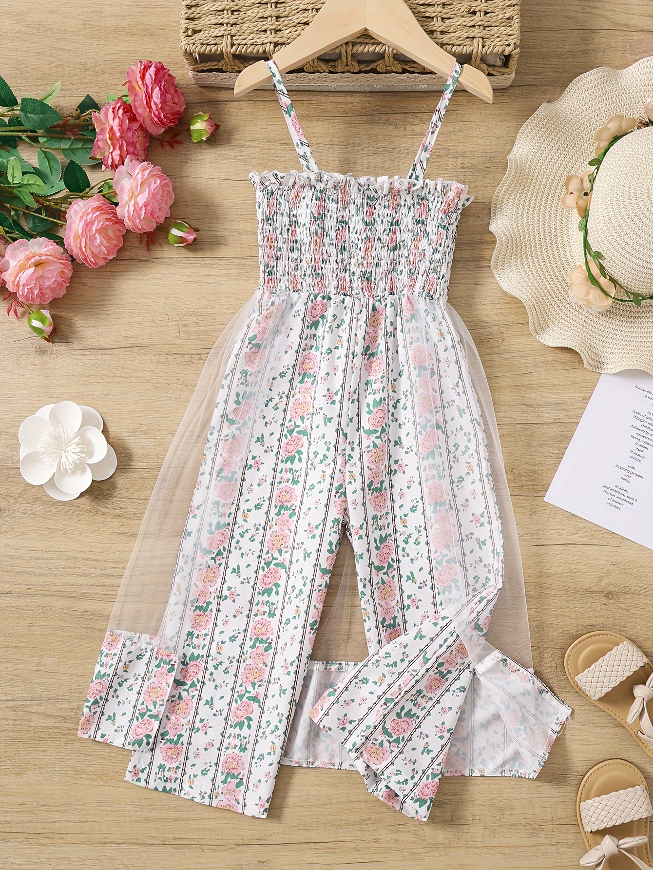 春夏用メッシュオーバーレイメッシュスカート付き女の子用 