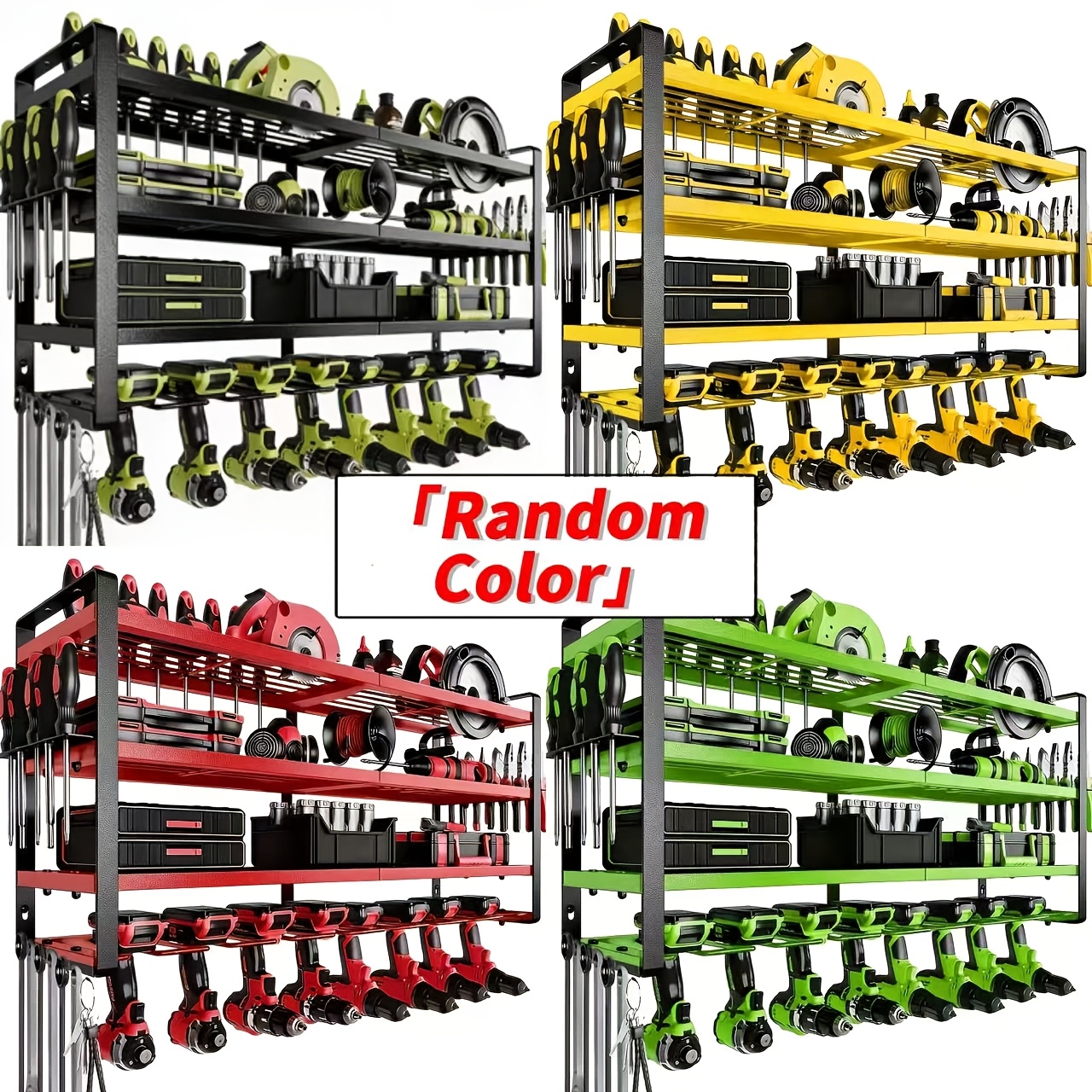Wall-Mounted Electric Tool Organizer, 4-Tier Wireless Tool Storage with 8 Drill Bit Holders, Practical Garage Rack, Gift for Men, Boyfriends, Husbands, and Partners - Valentine's Day Gifts, Storage Racks 3 Wall-Mounted Electric Tool Organizer, 4-Tier Wireless Tool Storage with 8 Drill Bit Holders, Practical Garage Rack, Gift for Men, Boyfriends, Husbands, and Partners - Valentine's Day Gifts, Storage Racks - Image 3