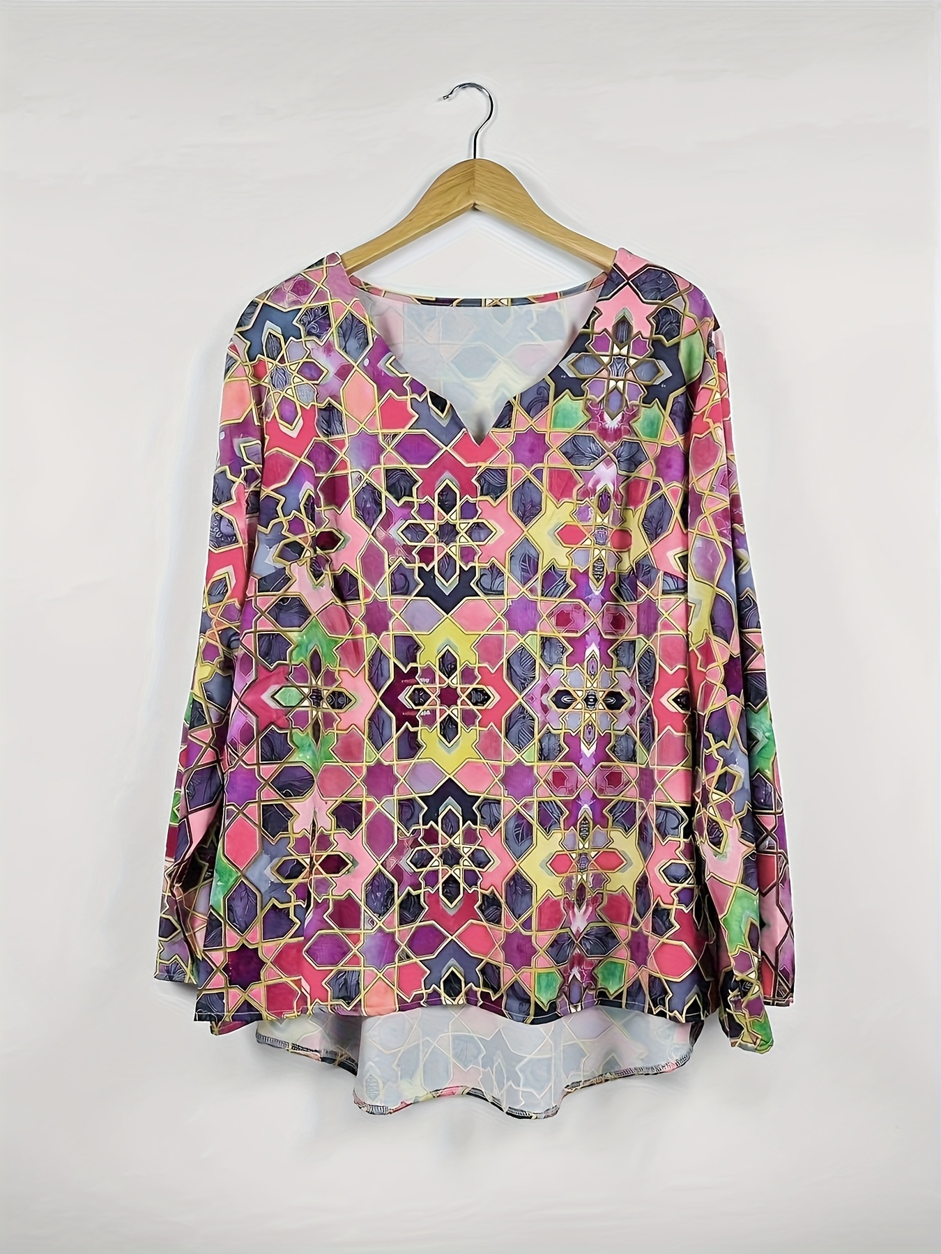 PLUS SIZE Womens FUSCHIA PINK LIME GREEN AZTEC CHIFFON BOHO TOP SHIRT 1X 2X