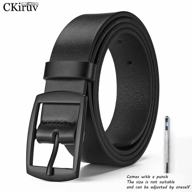 TEMU 2pcs Set, 1pc Fashion Unisex Pu Belt And 1pc Hole Puncher, Easy Retro Design, Smooth , Adjustable Size, Durable And Comfortable, Suitable For