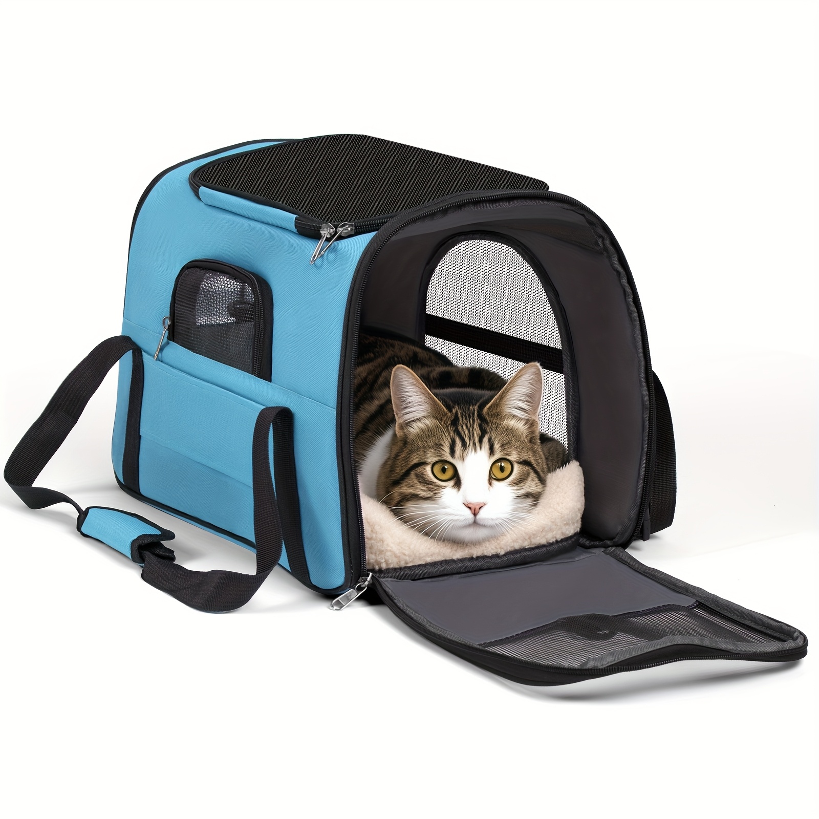 cat carriers for cats secure zipper anti escape   backpack   ventilated foldable   travel bag car airline approved collapsible cage with breathable design