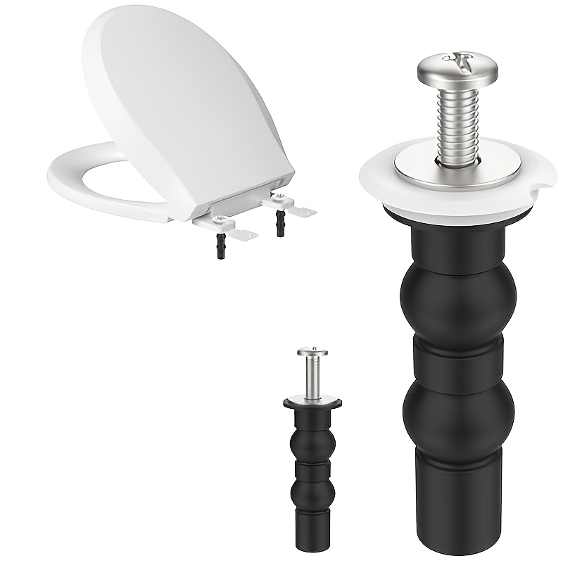 TEMU 2pcs Remplacements de Vis de Siège de Toilette, Charnières de Montage Supérieur avec Boulons et Rondelles en Caoutchouc Extensibles, Ajustement