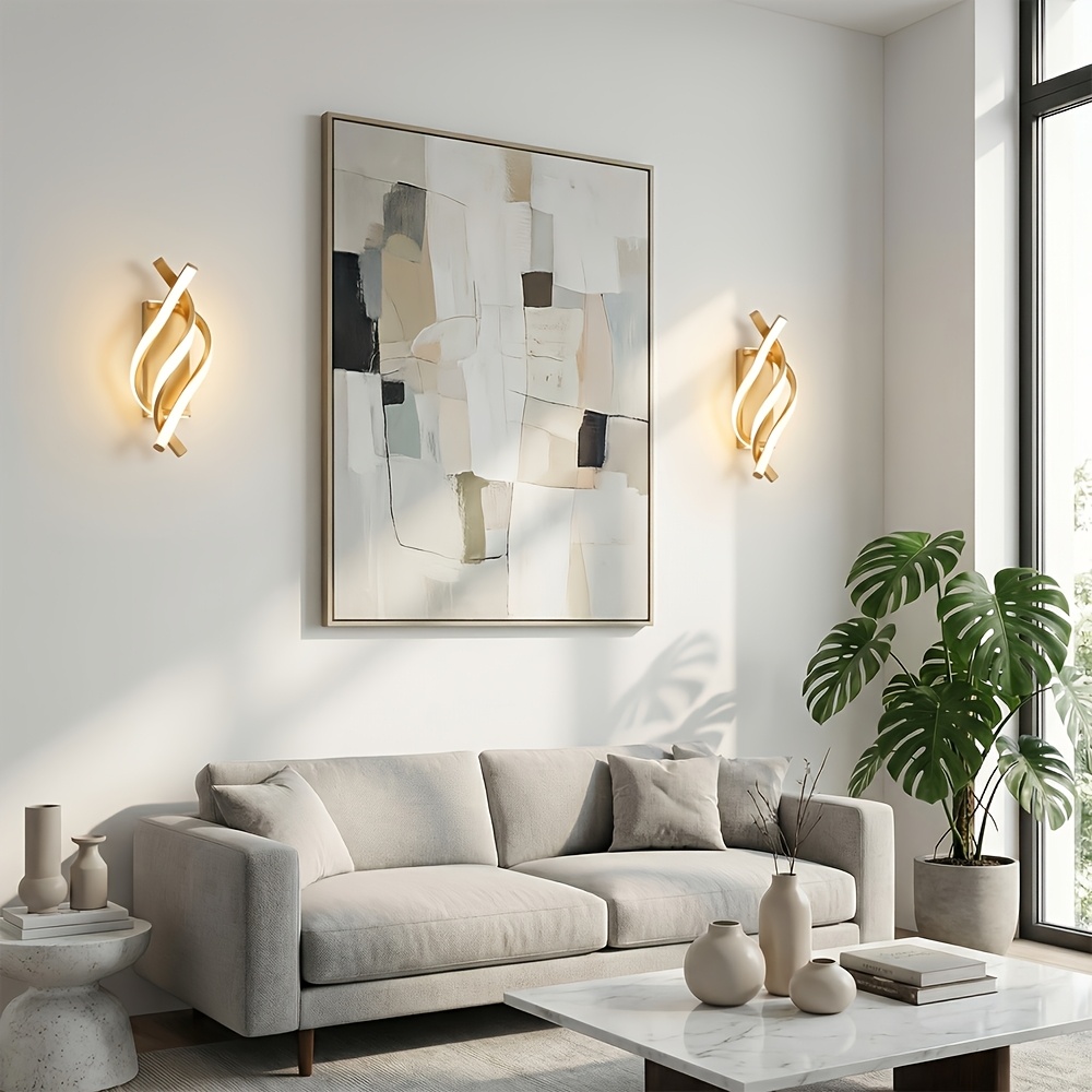 TEMU 2pcs Modern 3 Wave Led Wall Sconce Light, 3-color Dimming, Perfect For Living Room, Bedroom, Dining Room Decor, Ambient Night Lighting, Bedroom