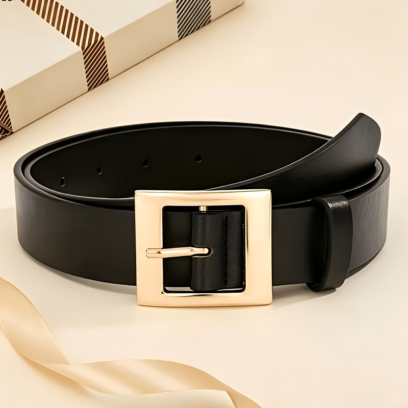 TEMU Women's Belt, Square Golden Adjustable Waist Belt, Fashionable And Versatile Dress Jeans Decor Belt, Daily Wear Accessory