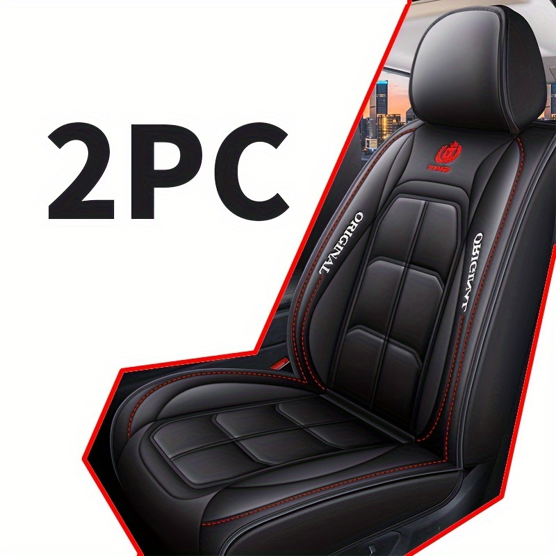 TEMU 2pcs Premium Leather Car Seat Covers For Front Seats - Fit, Sponge Padded Interior Accessories