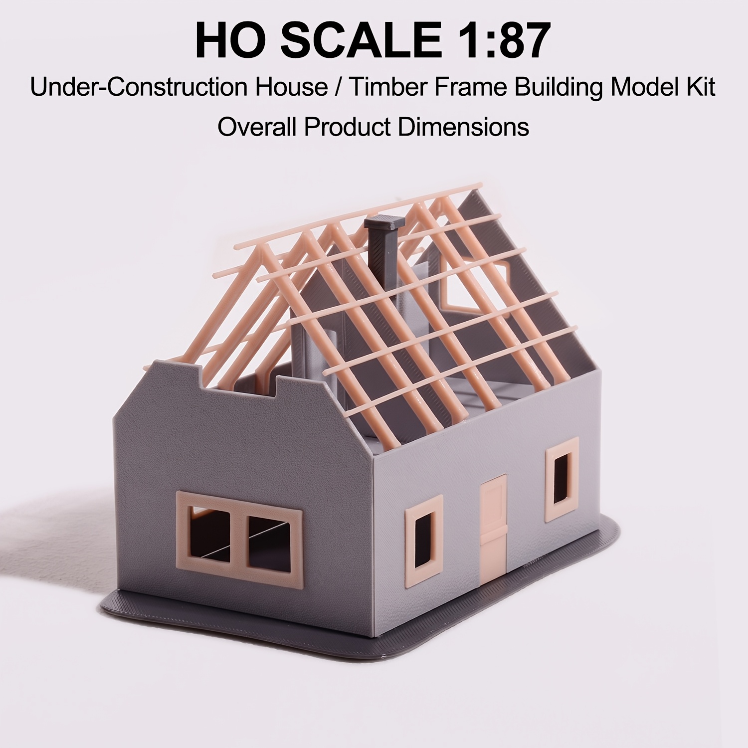 TEMU 1:87 Ho Scale Miniature Under-construction House Model - 3d Printed Timber Frame Building Assembly Kit For Train Track Construction Site Diorama