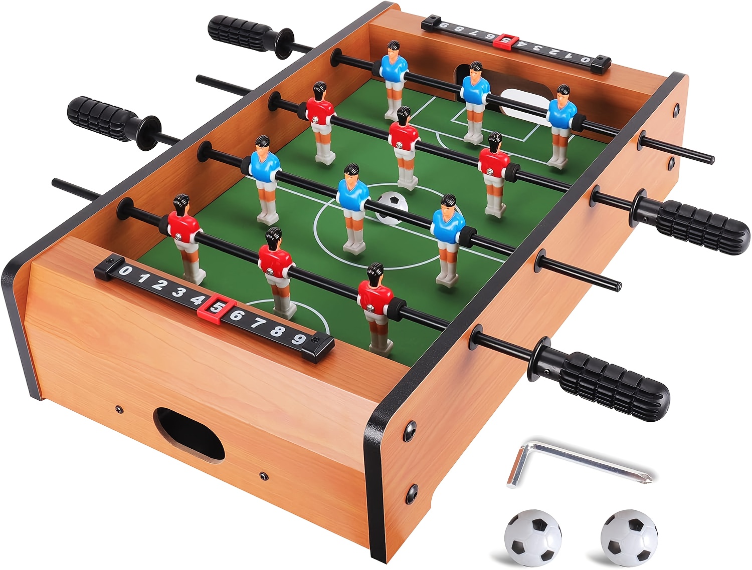  wooden mini foosball table portable tabletop soccer game with high quality rods easy fold store design adults 14 ideal gift for holidays celebrations Product details 0
