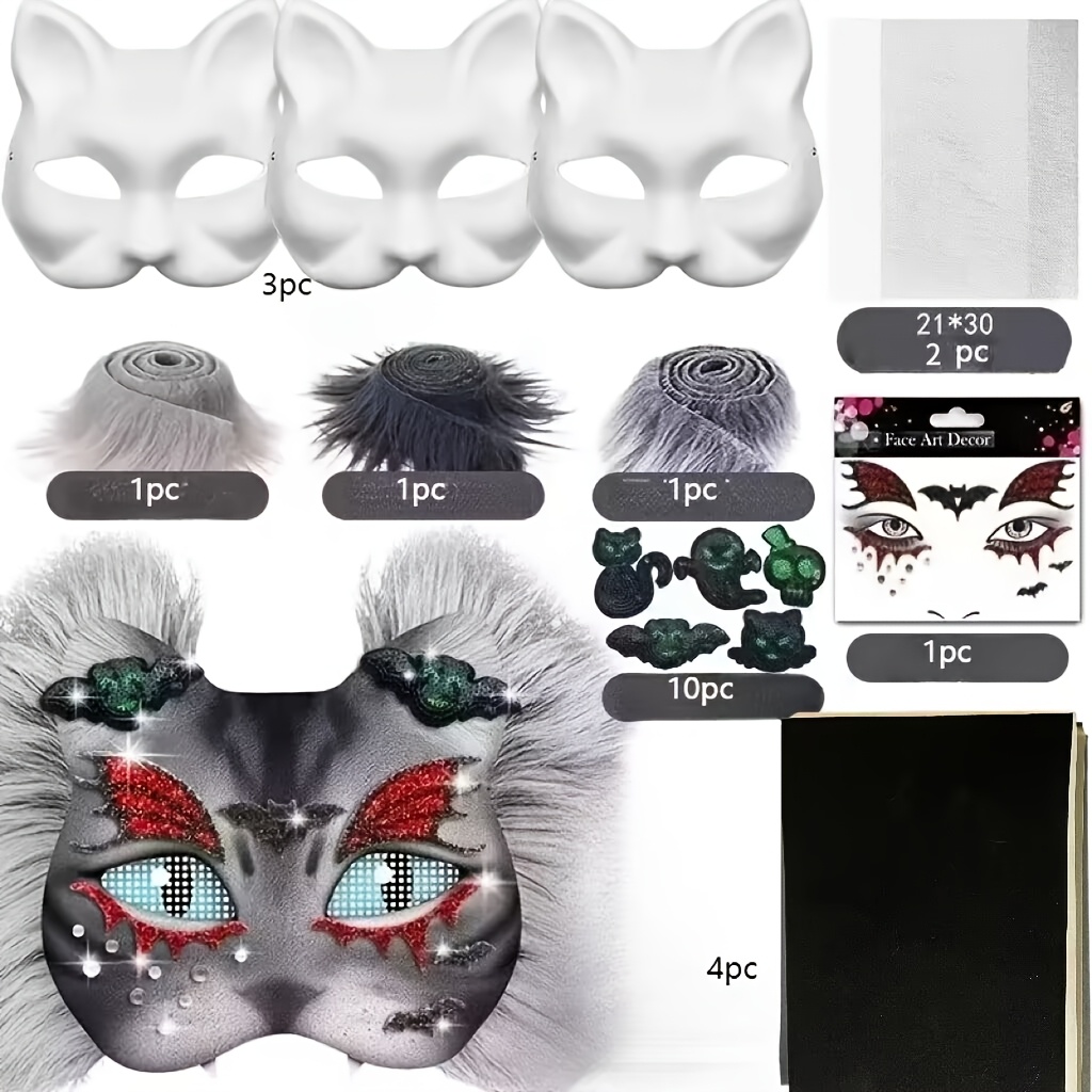 item picture therian mask kit diy cat mask kit with eye mesh and felt sheet costume mask for halloween valentines
