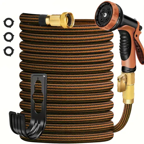 100ft heavy duty garden hose non expandable with 3 4 solid brass fittings leakproof design durable rubber material threads gardening cleaning forestry 25ft 50ft 75ft 100ft 150ft kit