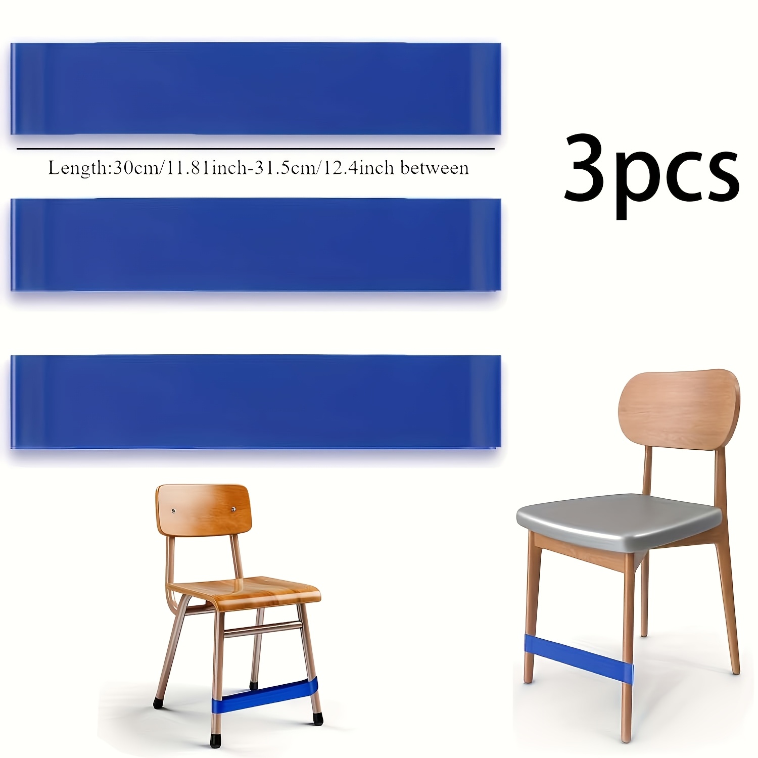 TEMU Lot de 3 sangles de chaise bleues en TPE, sangles de chaise flexibles et durables, sangles de chaise sensorielles confortables pour salle de