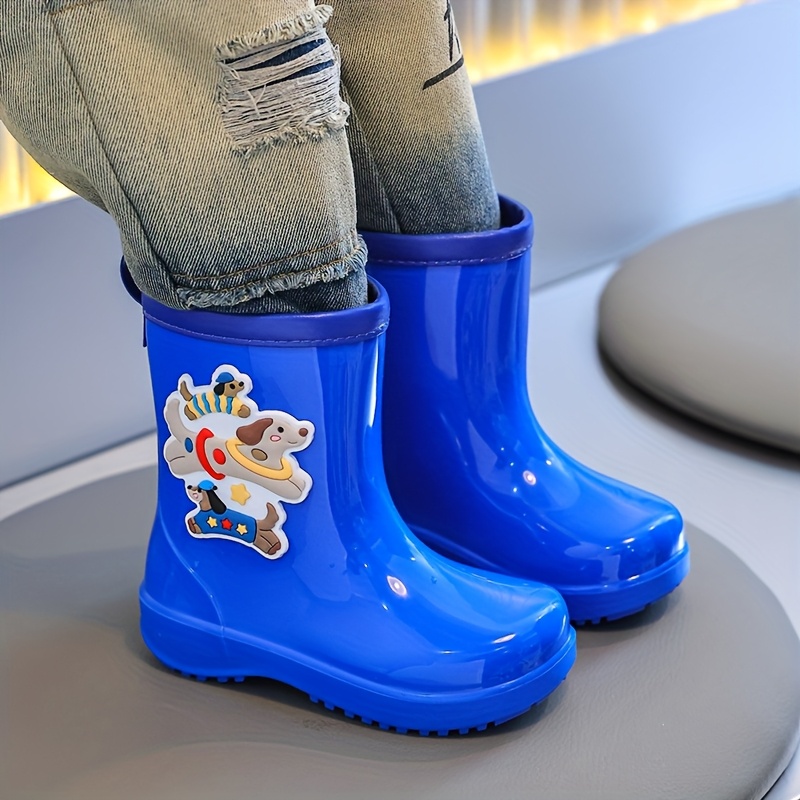 Kids' Rain Boots Colorful Cartoon Waterproof PVC Boots for Boys  Girls, Casual Slip-On Boots with Round Toe, Ideal for Outdoor Play, Hiking,  and