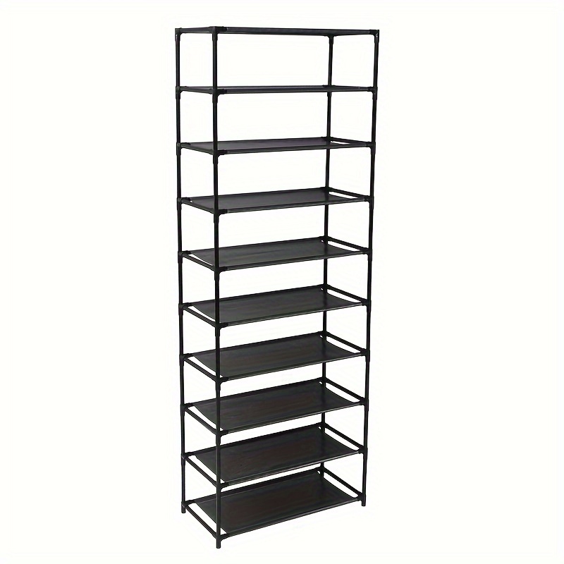 

1pc, 10 Tier Stackable Shoe Rack Storage Shelves - Stainless Holds 50 Pairs Of Shoes