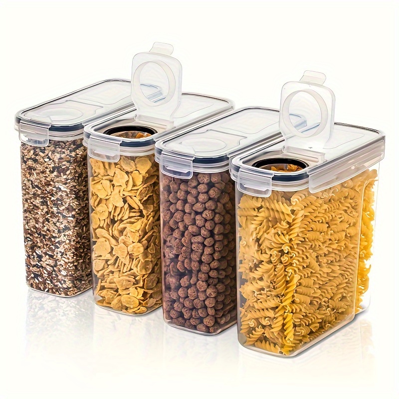 

Multipurpose Plastic Cereal Storage Containers With - Airtight, Bpa-free, Hand Wash, Rectangular Kitchen Organizer For Snacks, Grain, Sugar - 1pc Large Capacity