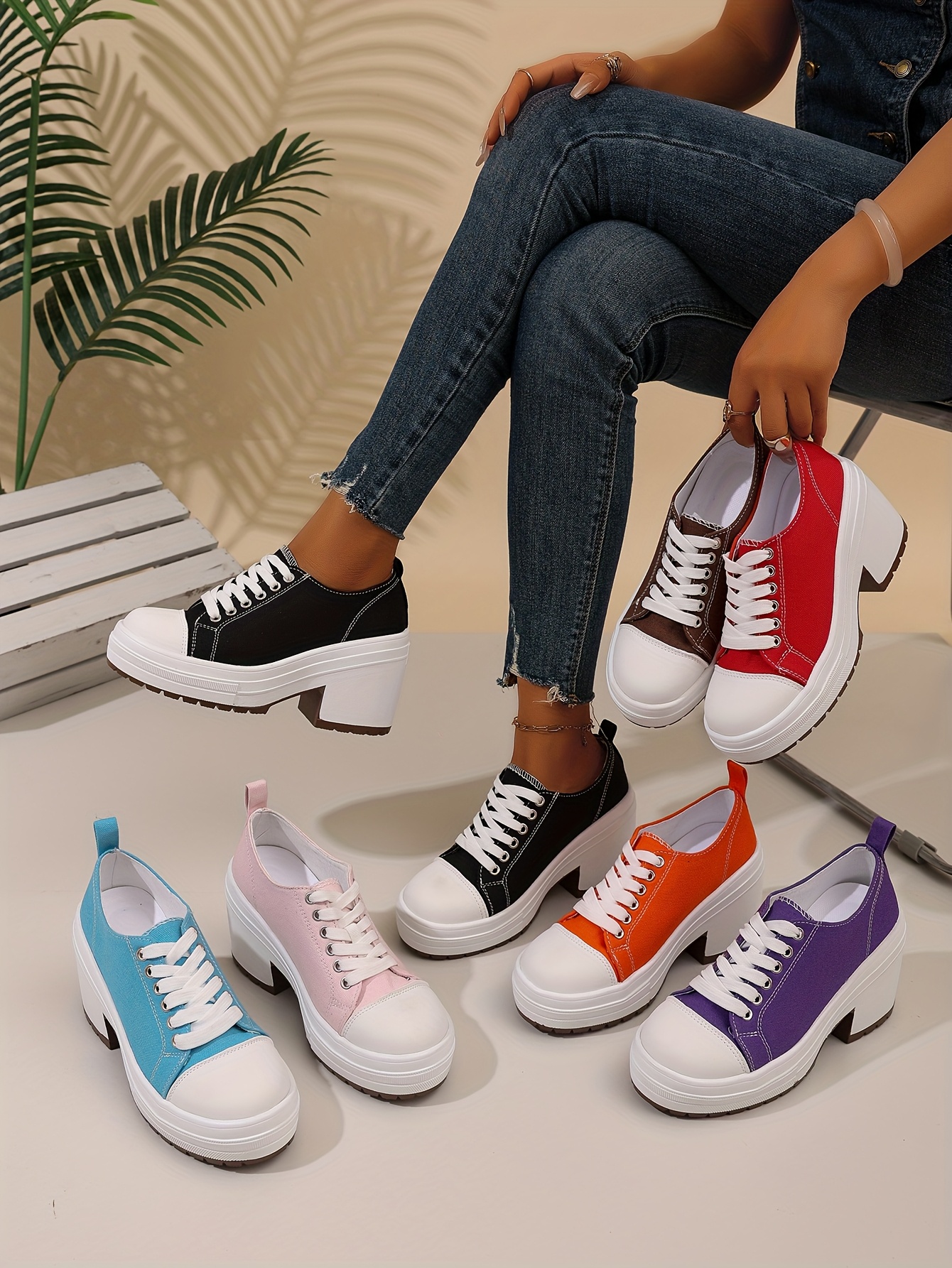womens platform chunky shoes   white colorblock non slip pu sole   casual formal footwear for everyday parties   clean shoes sporty round toe durable traction Product details 35