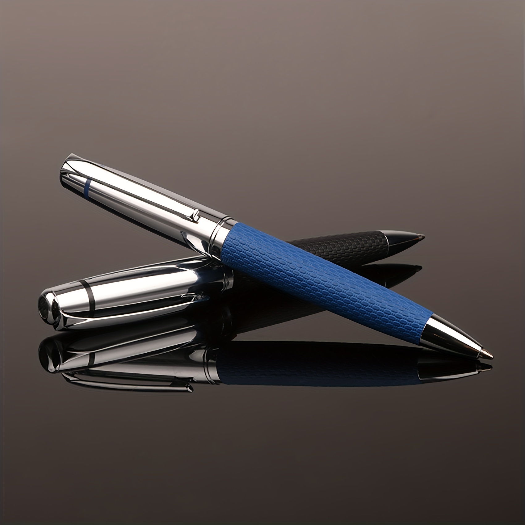 

1pc Latest Unique Design Luxury Writing Pen Durable Calligraphy Black And Blue Ink Optional Metal Ballpoint Pen