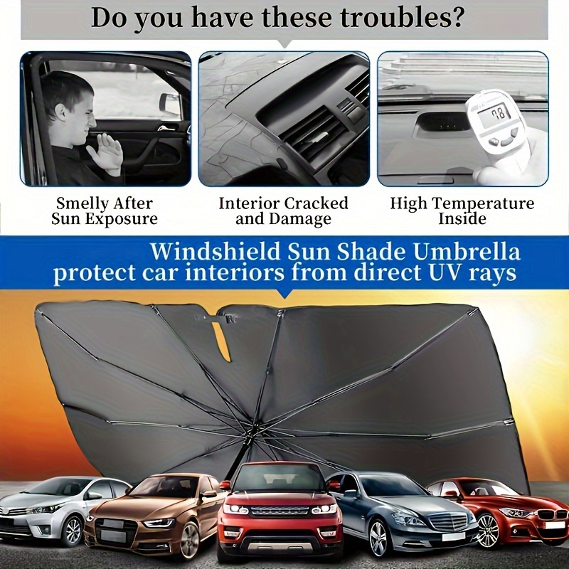 1pc Portable Car Windshield Sunshade, Telescopic Foldable Car Umbrella  Sunshade, Anti-Ultraviolet Car Windshield Sunshade Cover, Heat Protection