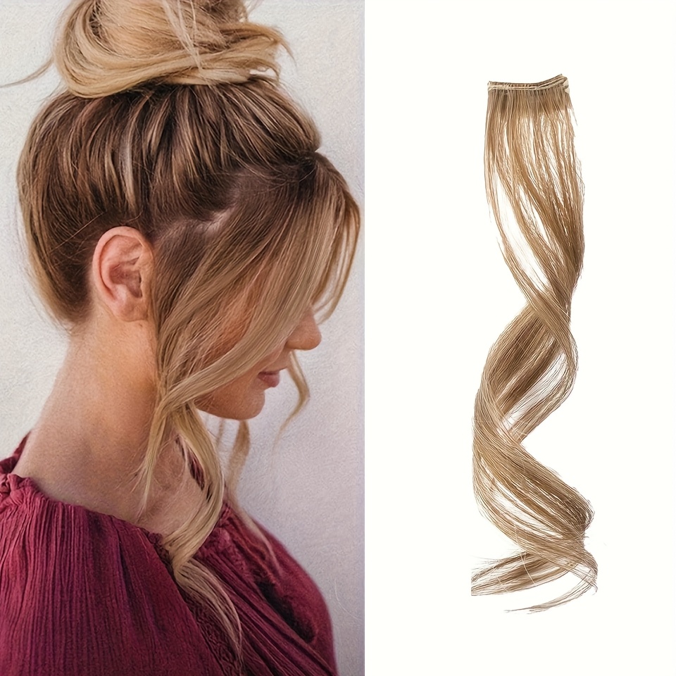 Image of Long Curly Wavy Invisible Clip-in Bangs - Synthetic Dragon Beard 2 Side Bangs With Temples Hair Pieces For Daily Wear