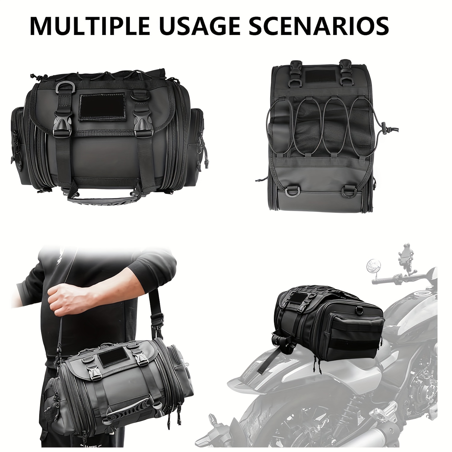 Harley Slim Trunk Tail Box Luggage With Top Rack /Universal Black