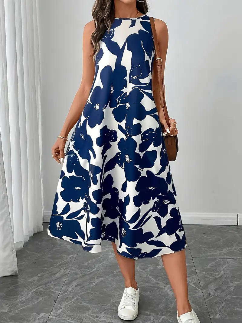 Women's Sleeveless A-Line Maxi Dress - Summer Floral Print Loose Fit Round Neck Elegant Midi-Length to Maxi-Length Dress with Flared Skirt, Machine Washable Dress for Spring Summer Wedding Guest & ... Women's Sleeveless A-Line Maxi Dress - Summer Floral Print Loose Fit Round Neck Elegant Midi-Length to Maxi-Length Dress with Flared Skirt, Machine Washable Dress for Spring Summer Wedding Guest & ...