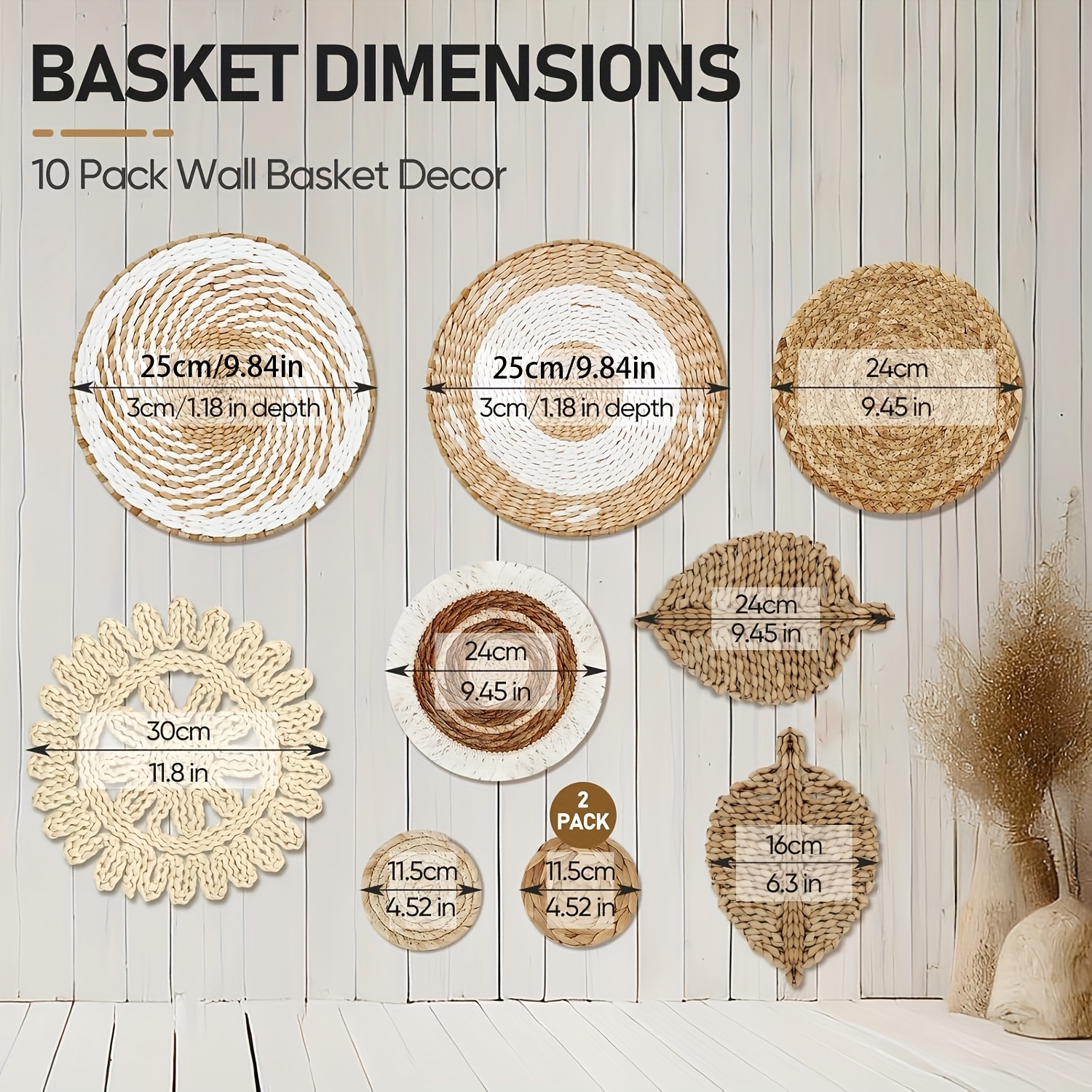 10pcs Bohemian Wall Basket Decorations Set