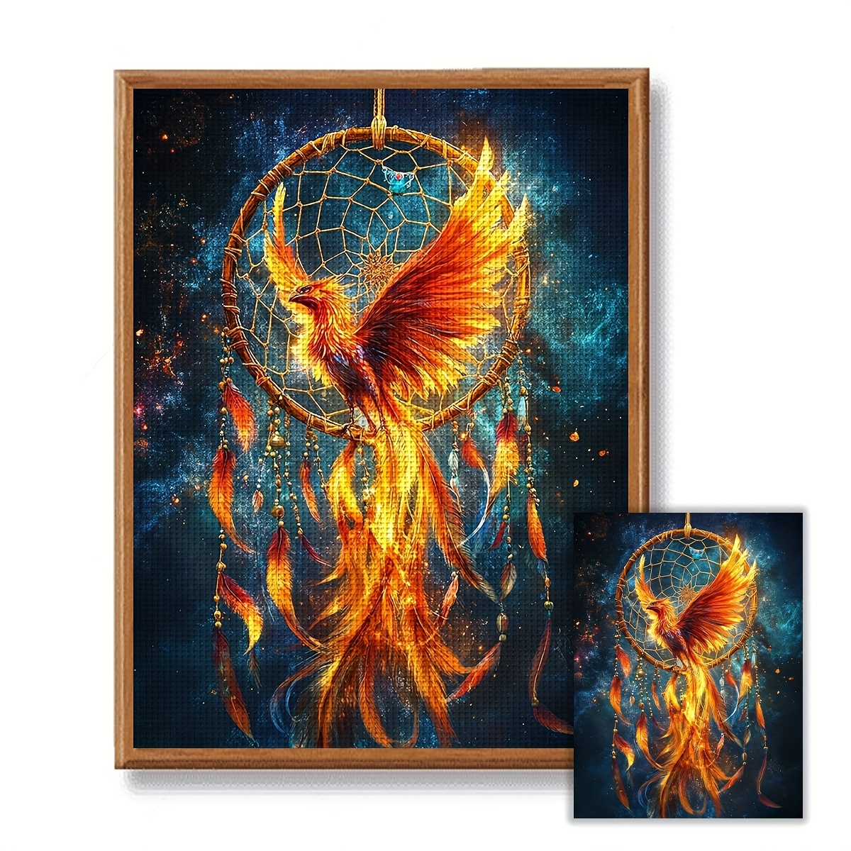 TEMU Jozysh 1pc 30x40cm/11.8x15.7inch Frameless 11ct/14ct Fabric Cross Stitch Starter Kit, Beautiful Phoenix, Relaxing Embroidery Kit For Beginners