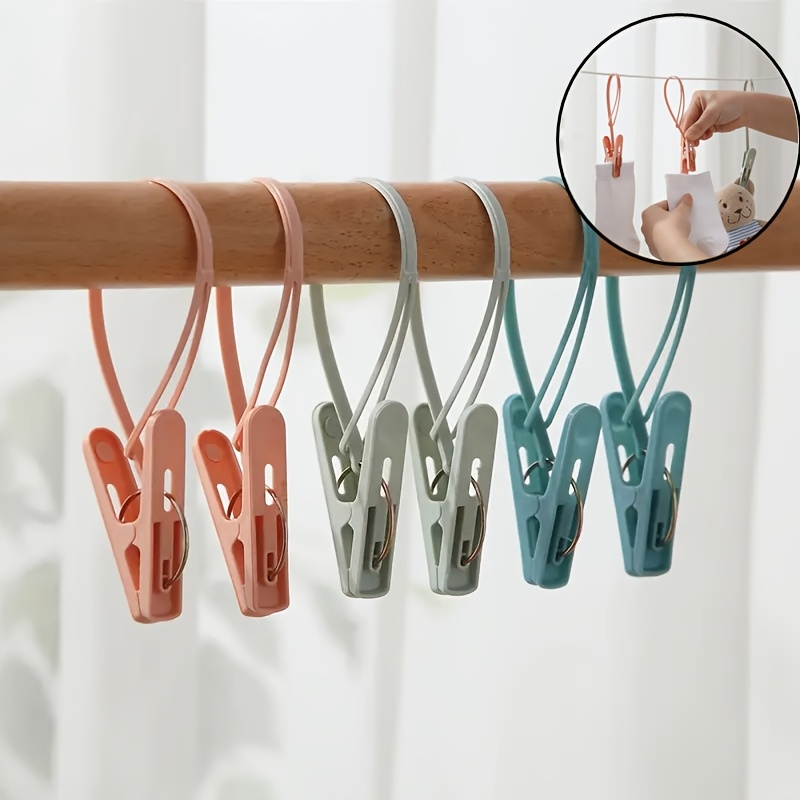 

12pcs Multi- Drying Clip With Rope Plastic Clothespin Clothespin Travel Towel Socks Clothespin - Suitable For Home And Travel, Clothes Pins