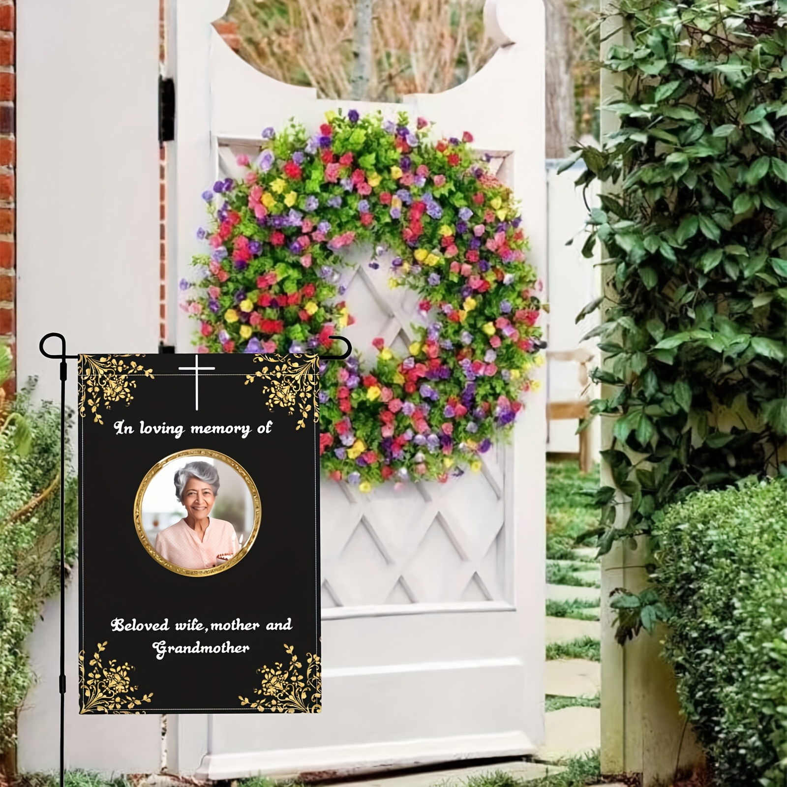 New Cemetery Wreath Memorial Grave Decoration with Custom Banner fashion 26