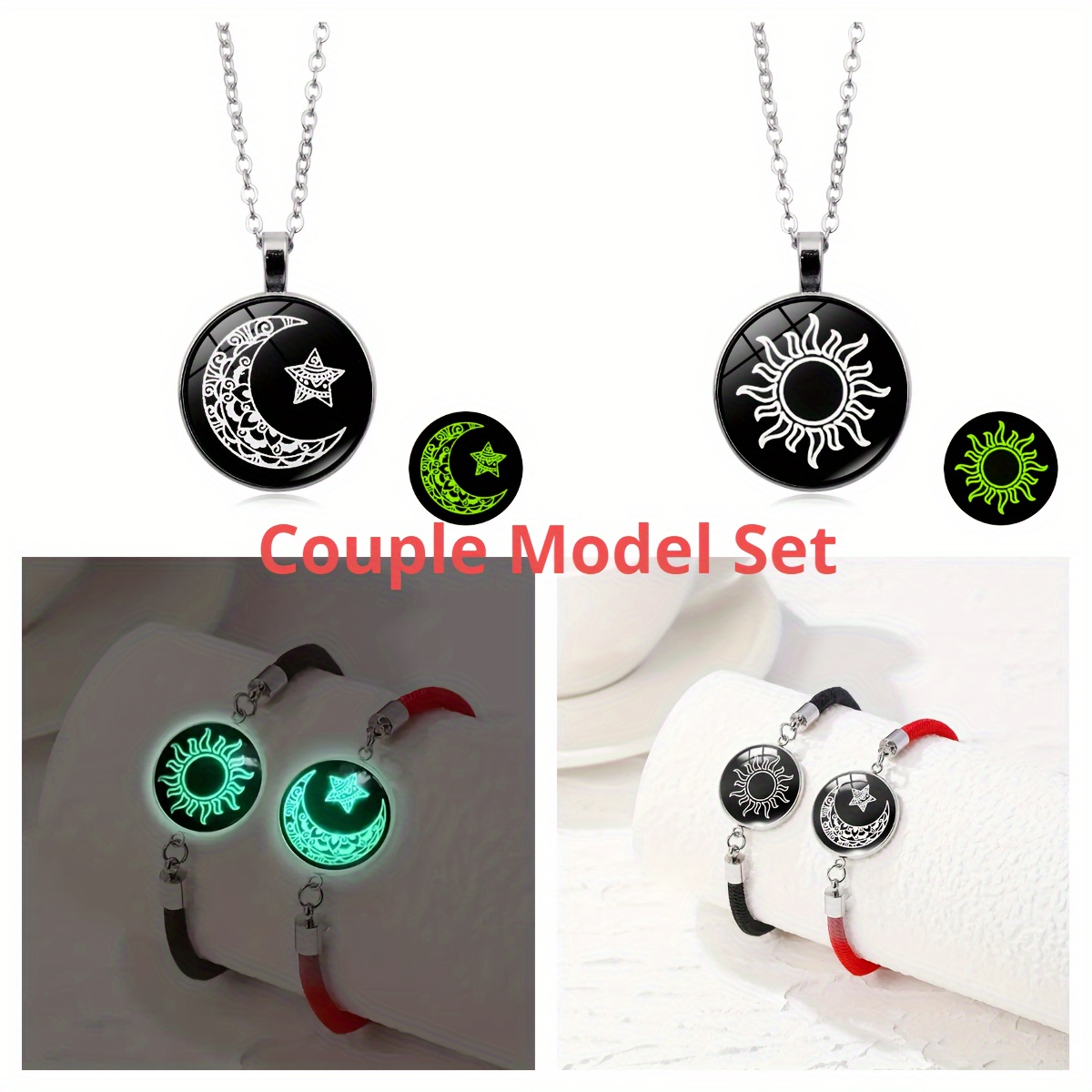 

2 Couple Sun & & Time Bracelets & Necklaces - , And Jewelry Set, For Men And Women For 's Day, Birthdays, Anniversaries Or
