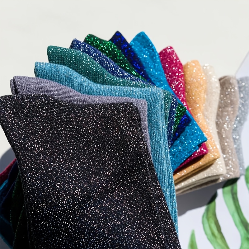 

Solid Color Socks For Women, Featuring Sequins, Spring And Summer Fashion.