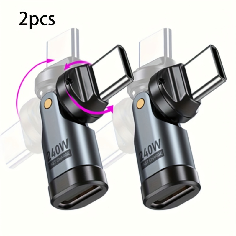 TEMU 2pcs Adapter That Can Rotate 540Â°, Usb C- Usbc, Supports 240w Fast Charging And Data Transmission, Suitable For Laptops, Tablets Phones. Compact