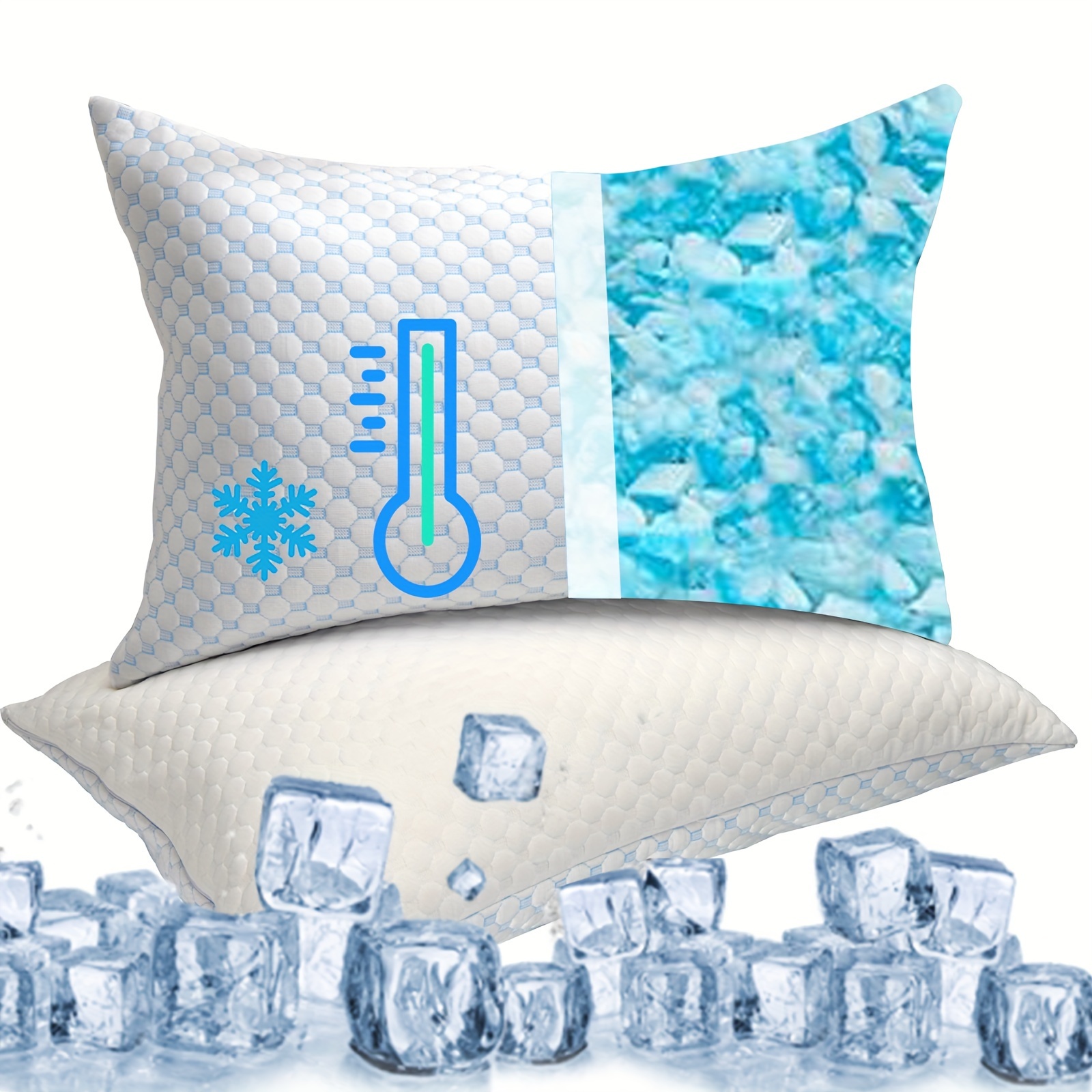 1pc queen size cooling pillow   breathable pillow with removable washable cover compressible knitted polyester 100 machine washable no printing blue