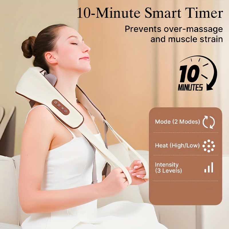 Electric 6D Massager for The Neck And Shoulders with Heat, a Deep Kneading Massage Pillow Designed for Muscle, Perfect for Use at Home, in The Office, Or in The Car - an Ideal Gift for Both Men And Women