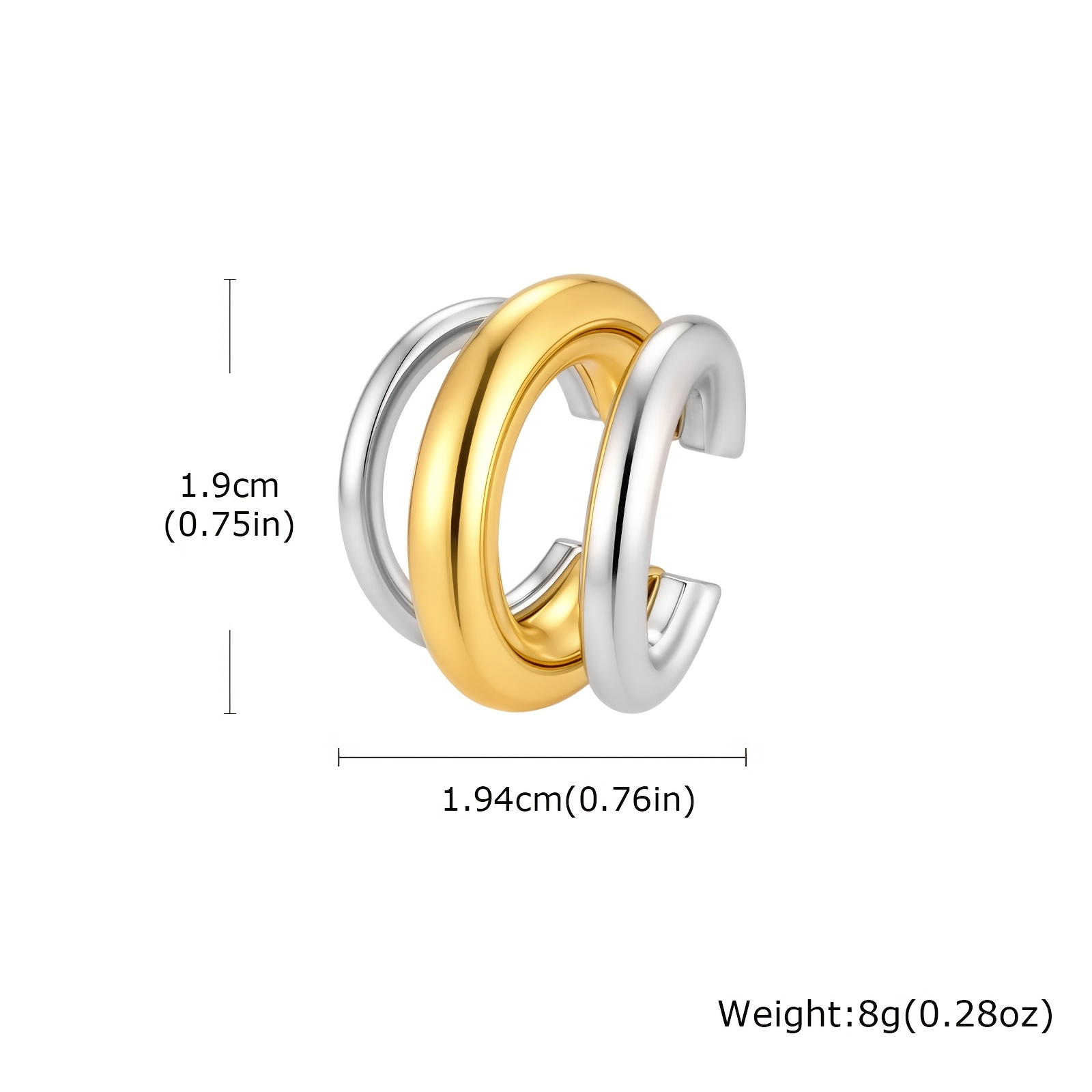 Women's Glossy Thick Tube Multi-Circle Ear Clip